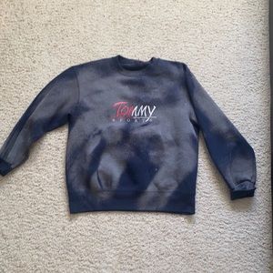 tommy sports blue tie-dye crewneck sweatshirt